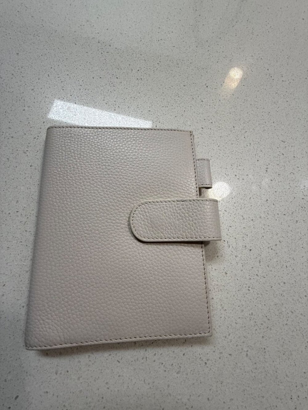 Moterm A6 Pebbled Leather Planner‎ Cover With Snap Closure & Pen Loop - cream